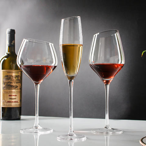 斜口酒杯水晶红白酒杯香槟酒酒杯斜酒杯