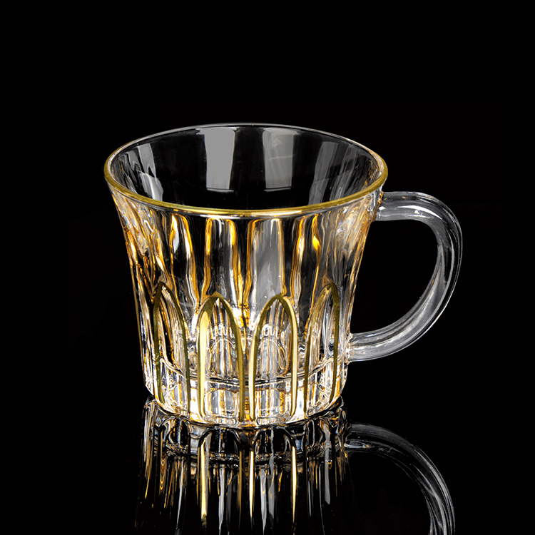 Стеклянный стакан для кофе с ручкой, домашняя чайная чашка с золотой линией, посуда для питья
