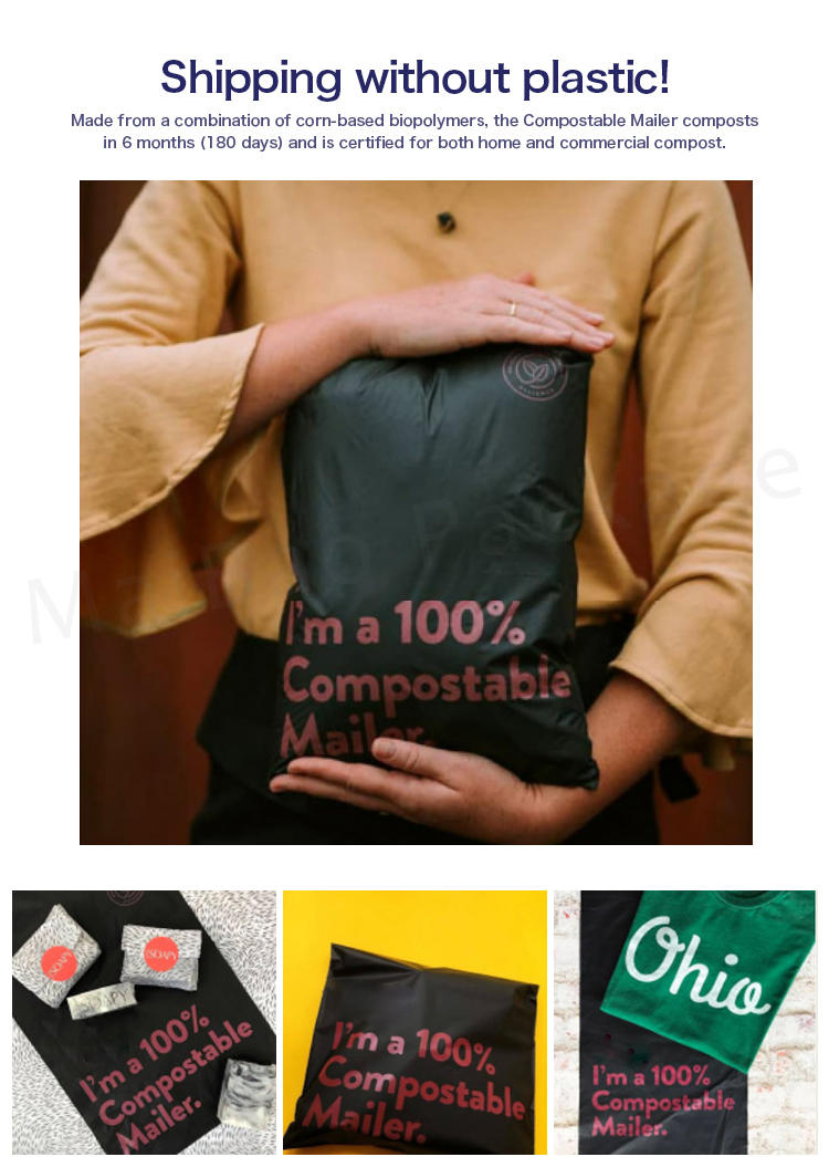 Custom Logo Printed Biodegradable Sustainable Eco Compostable Plastic Poly Mailer Mailing Shipping Bags For Clothing Packaging