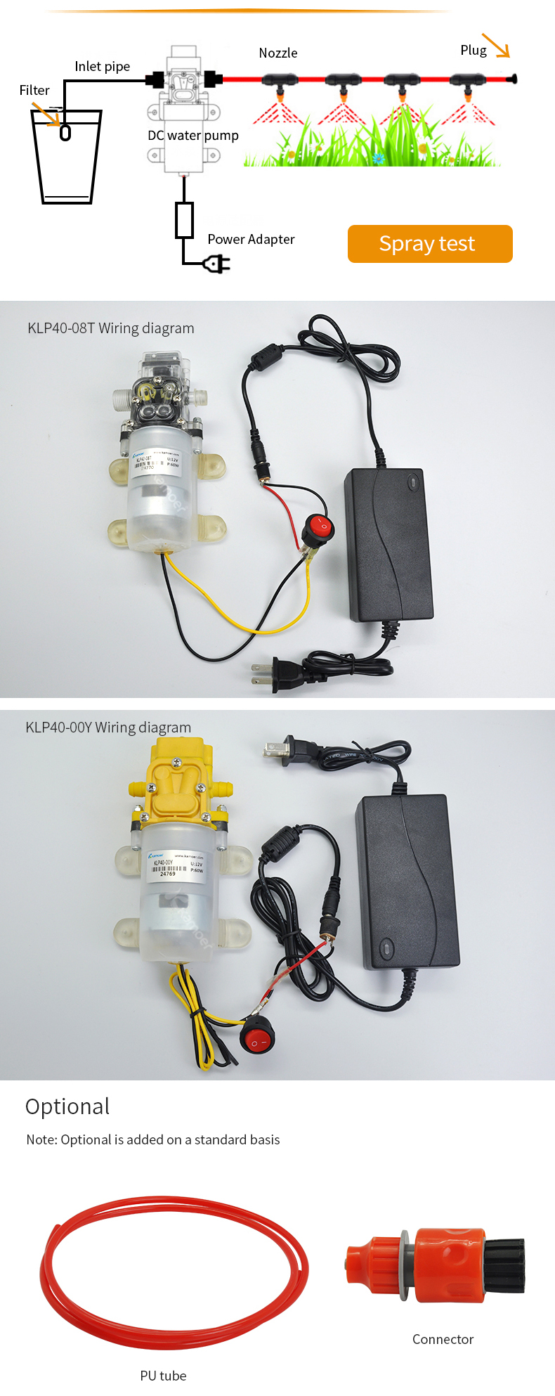 Kamoer KLP40 12V diaphragm water pump automatic 4000 ml min car wash pump