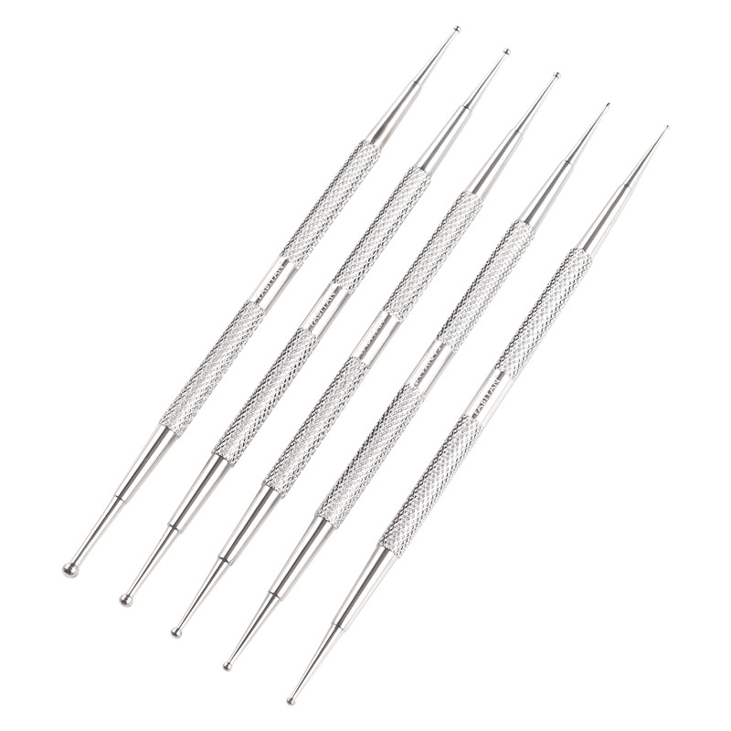 5 шт Нейл-арт нажмите с силой так, двойной шаровой кран из нержавеющей стали, конец Дизайн Живопись комплектации в горошек, со стразами, с украшением в виде кристаллов акриловый маникюр набор