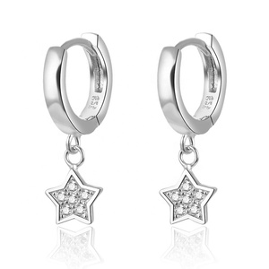 wholesale high quality fashion aretes Rhodium plating cubic zirconia earring jewelry custom women 925 sterling silver earrings