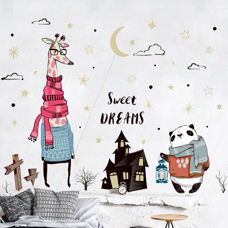 Пользовательские Мультяшные наклейки на стену домашний декор Дом для гостиной для маленьких детей спальня ванная комната Декоративные наклейки аниме постер