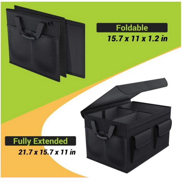 Scatola organizer per bagagliaio per auto di grande capacità, robusta, in poliestere 600D di alta qualità con coperchio per SUV