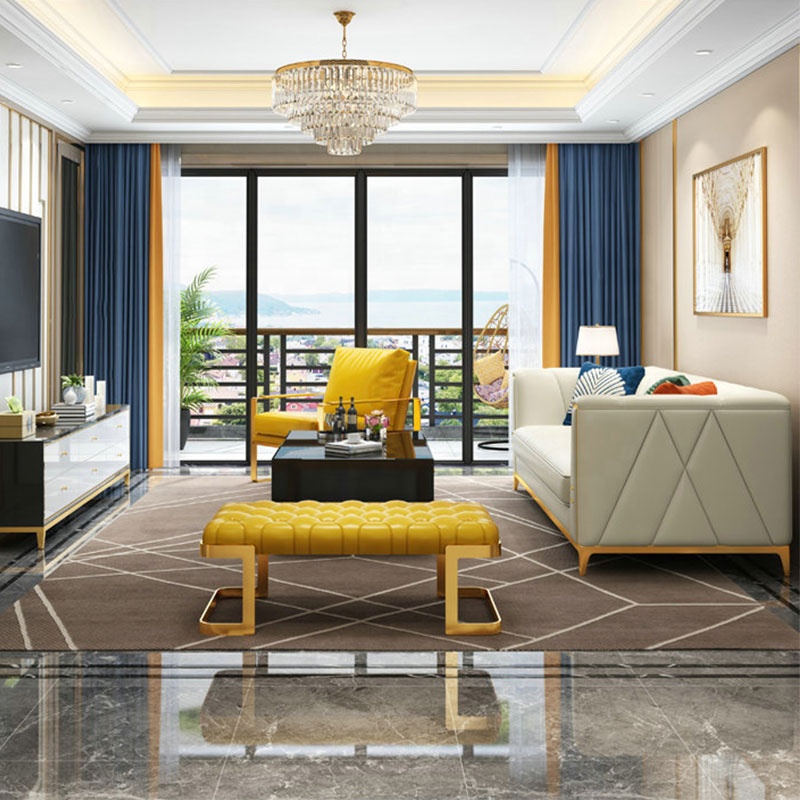 Кремовый цвет, золотой Стальной диван, мебель для гостиной, диван из натуральной кожи