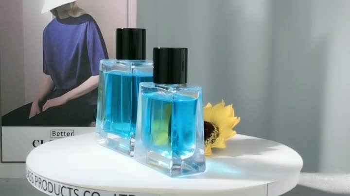 Luxury Trapezoid Square Perfume Bottle with Large Pump Spray 50ml