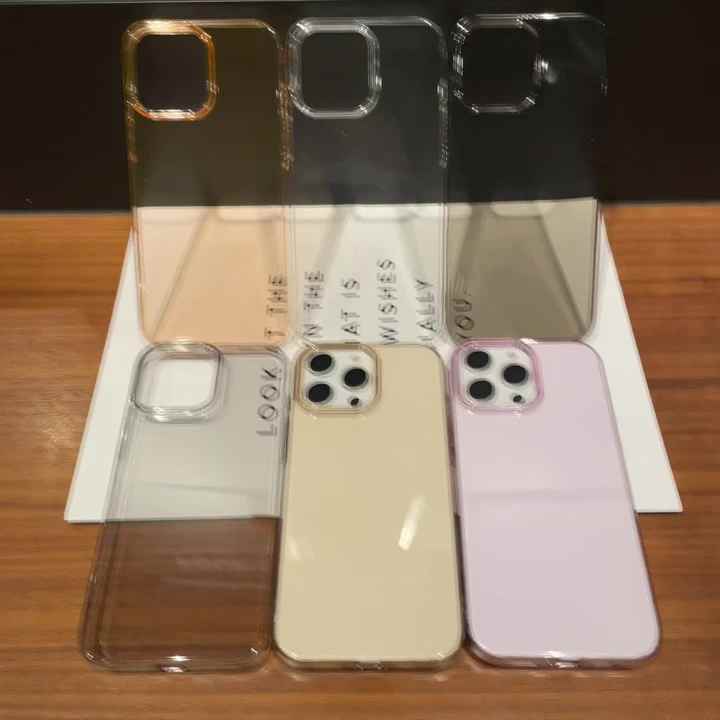 2025 Fashion Simple Simplified New Design INS Style Transparent PC  Shockproof Holder Mobile Phone Case 6 Colors Multi-Brand