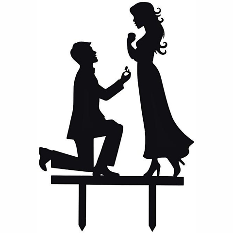 romantic party wedding plastic cake topper black acrylic couple