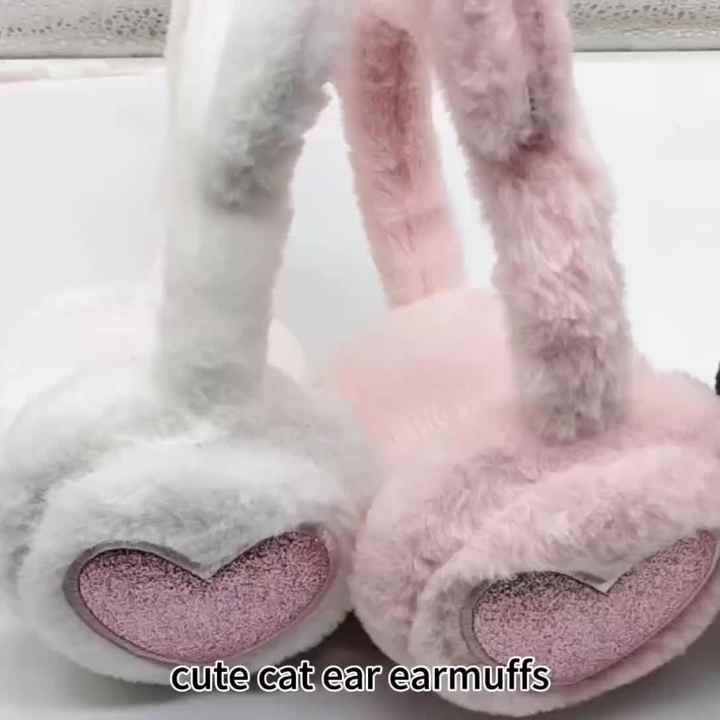MIO Cute Cartoon Cat Ear Earmuffs - Plush Ear Warmers for Kids