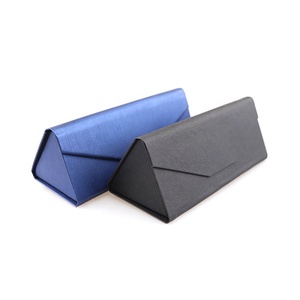 wholesale eyeglasses case hard folding triangle eye glasses case with magnet