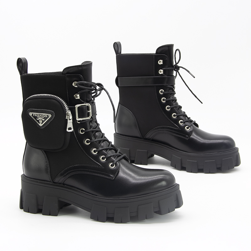 2021 новый дизайн; Оптовая продажа; Популярные женские модные ботинки из телячьей кожи с карманами и кружевом