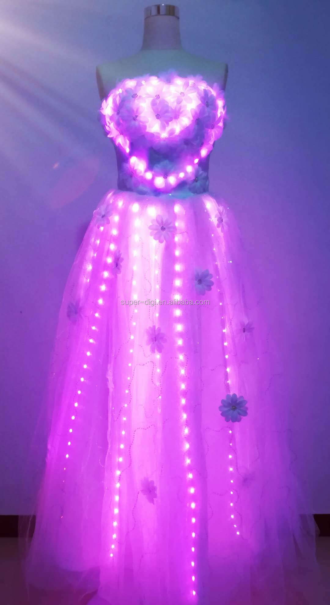 Stage Show Host Wedding Bridal Gown Led Luminous Wedding Dress Show Fluffy  Dress Sparkle Sexy Led Lights Prom Dresses