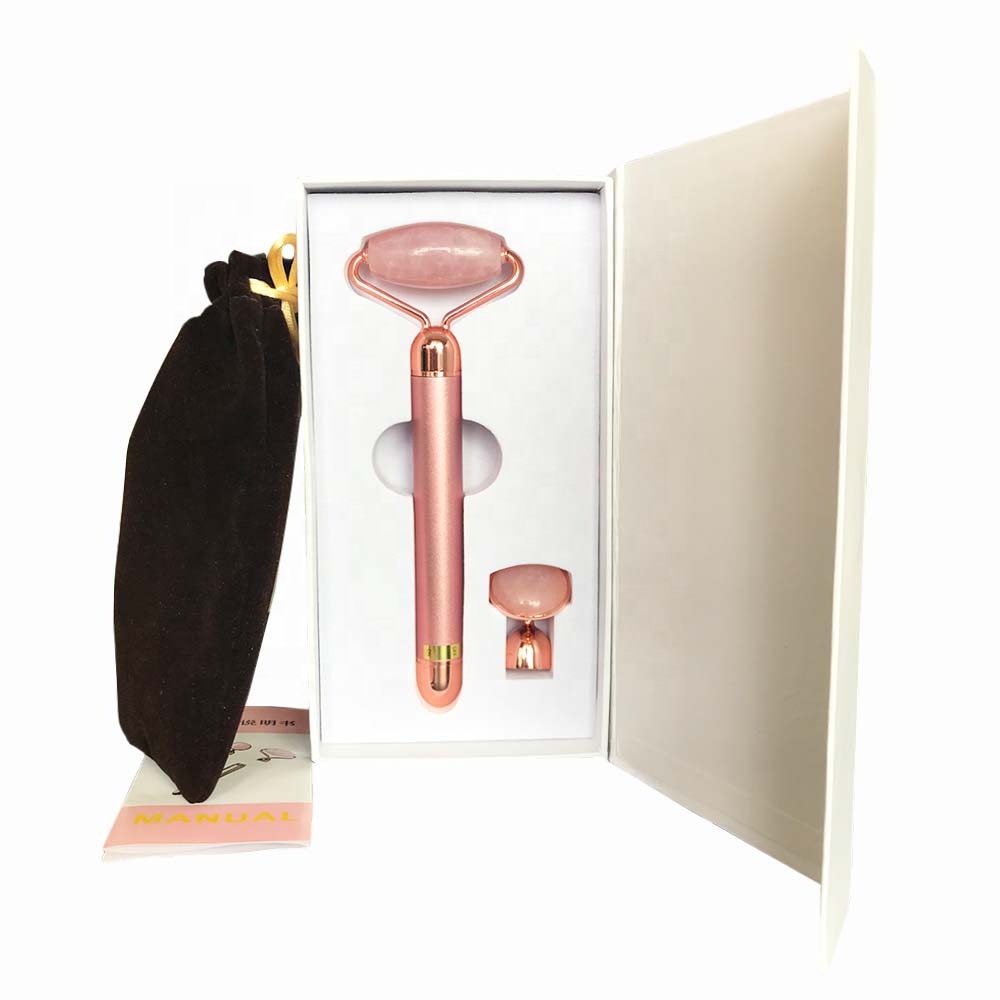 Электрический Вибрационный нефритовый роликовый розовый КВАРЦЕВЫЙ массажер для лица в цвете costom