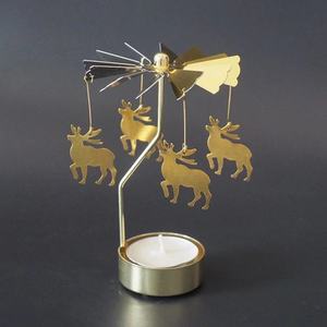 Fenteer Carrusel Candelitas Giratorias Tealight Vela Rom/ántica Noche De Oro Regalos Creativos L/ámpara Decorativa Navide/ña Alce