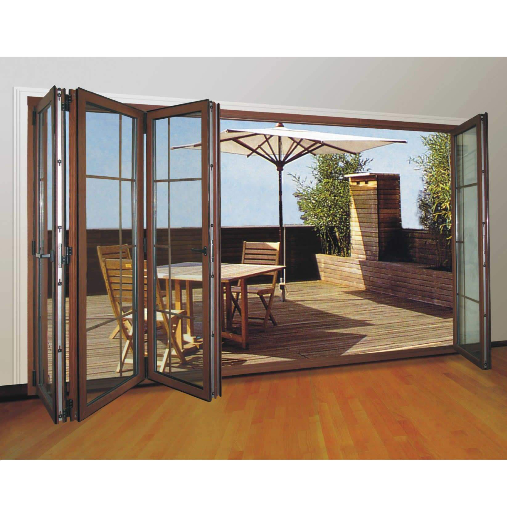 High And Low Waterproof Track Folding Door Humanized Alloy 6063 T5