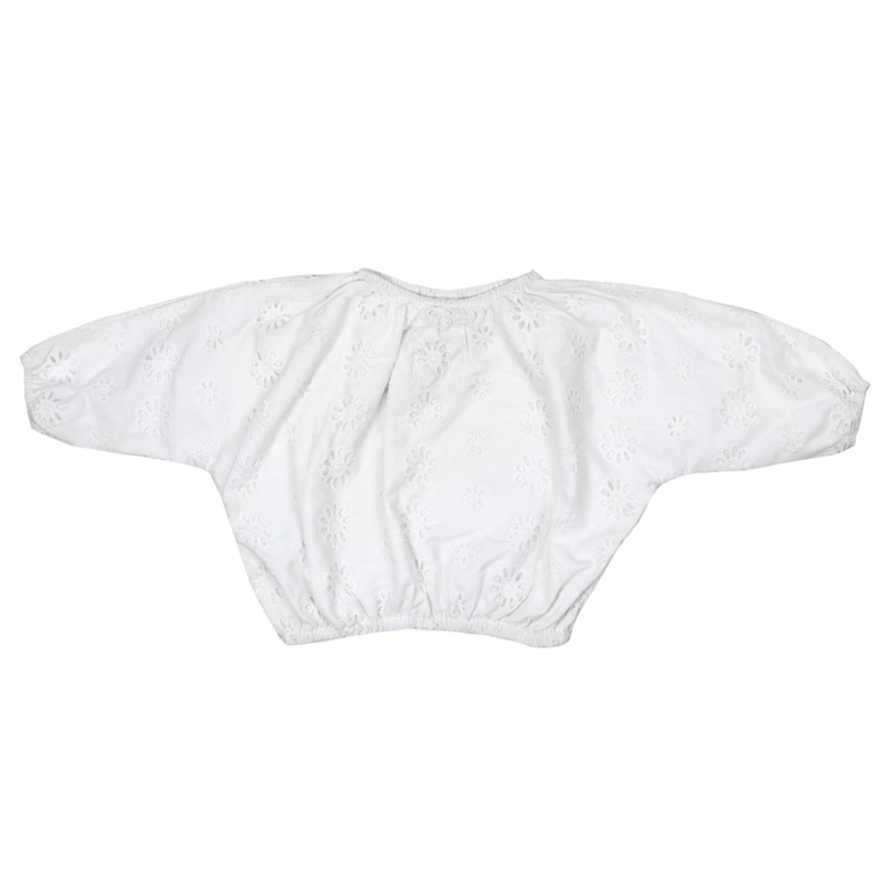 Высококачественная хлопковая одежда для малышей; Белые топы с широкими рукавами и дырочками для маленьких девочек