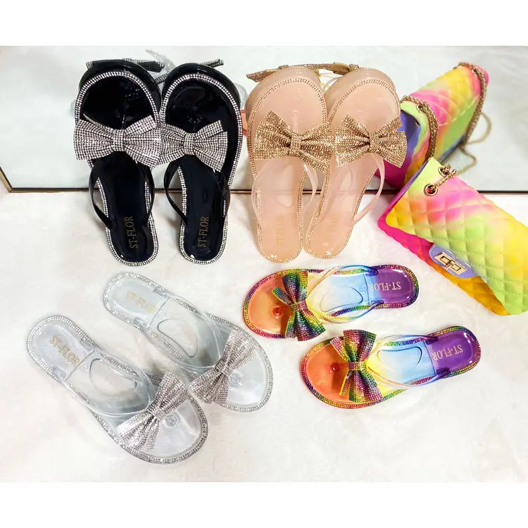 women's jelly sandals with bow