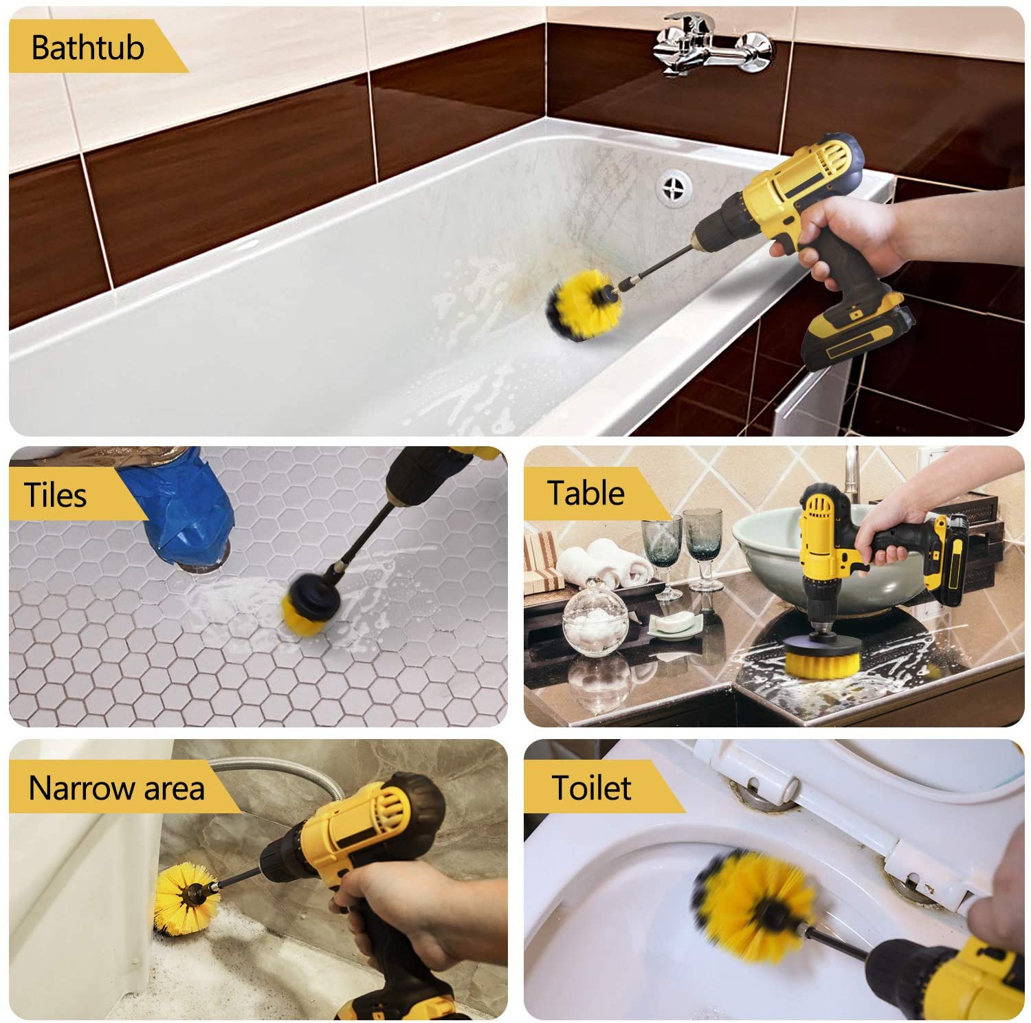 2"/3.5"/4" Drill Cleaning Brush Set For Car / Household