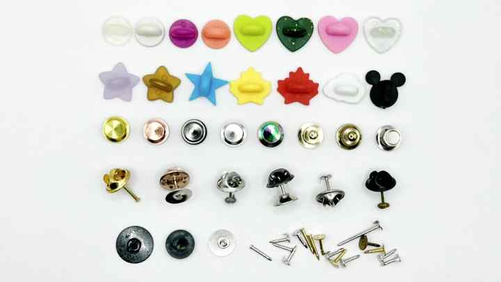 16x Nickel Plated Brass Locking Pin Backs - Metal Keepers For Badges, Brooches, Tie Tacks