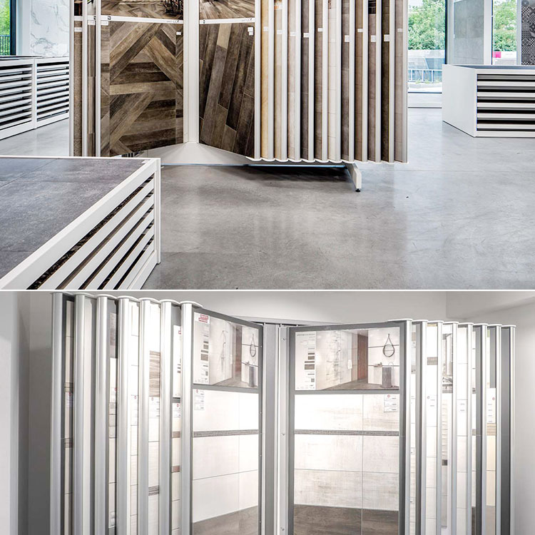 Floor Frame Mesh 2*2 Outdoor Sliding Cassette Tiletore Stand Tiletand Slide Metal Sliding Display Rack For Tile