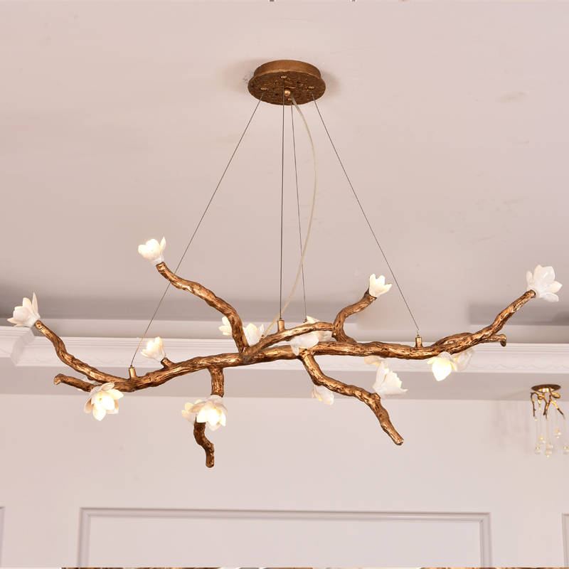 2020 Contemporary LED Ball maple leaf copper Glass lighting luxury Round  pendant lamp  staircase G9 chandelier villa design