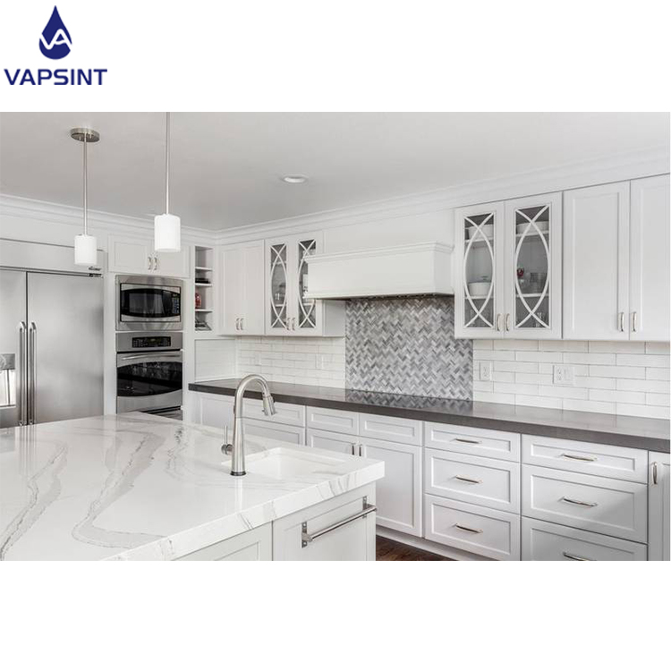 Foshan new model wood grain kitchen cabinets