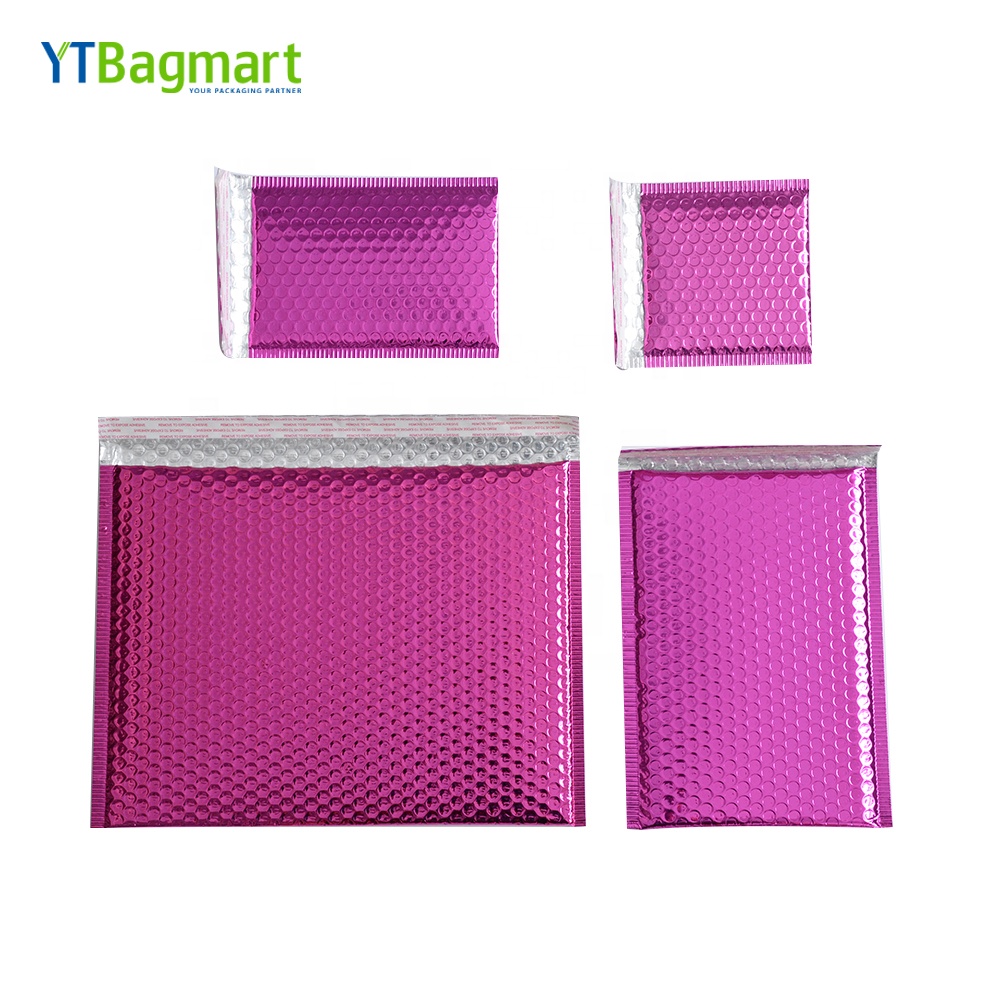 Конверты с напечатанным логотипом на заказ, розово-красные, розовые цвета, упаковка для отправки, металлическая фольга, гламур, поли-пузырьки на заказ