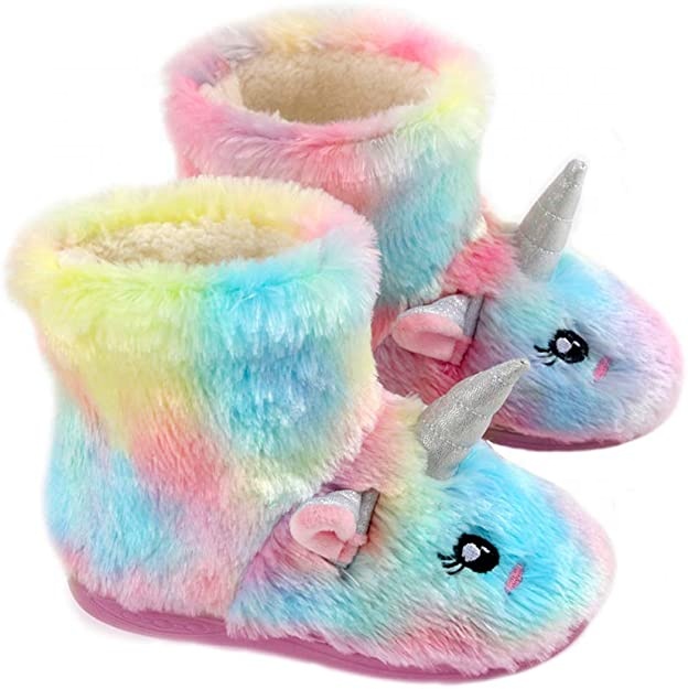 Для женщин и девушек; Оригинальная обувь 3D Характер плюшевые шлепанцы с единорогом из плюша