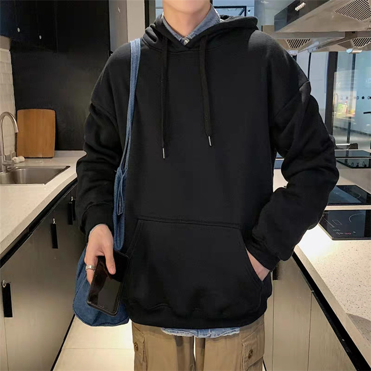 XDG Unisex Men Hoodies Cotton Fleece Plain Pullover Hooded Sweatshirts Pockets Black,XXS