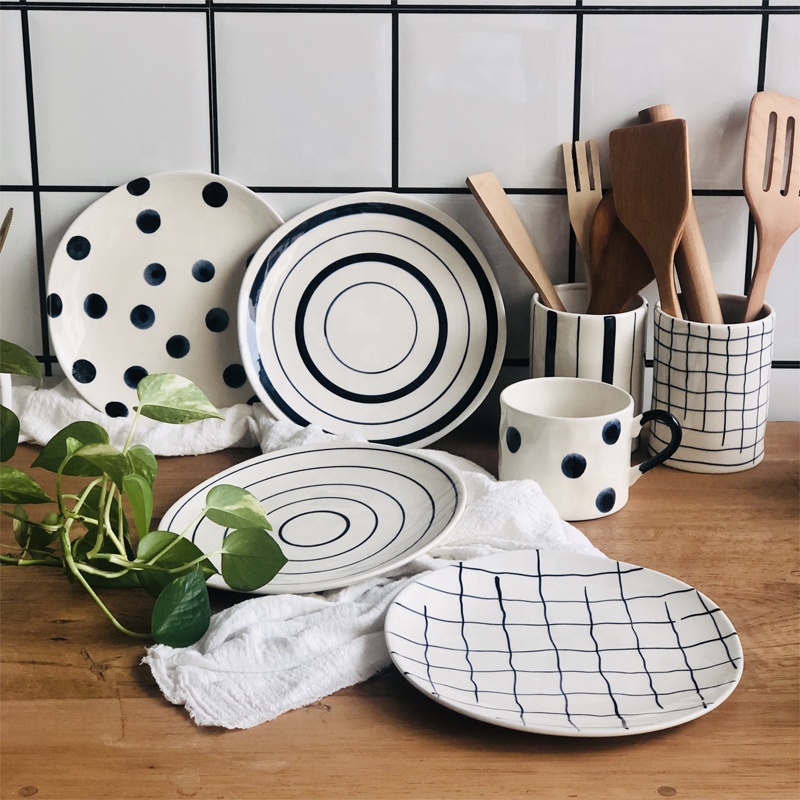 Лидер продаж Прямая продажа с фабрики оптовая продажа отель голубое блюдо керамическая обеденная тарелка, Ресторан Экологичные фарфоровые тарелки