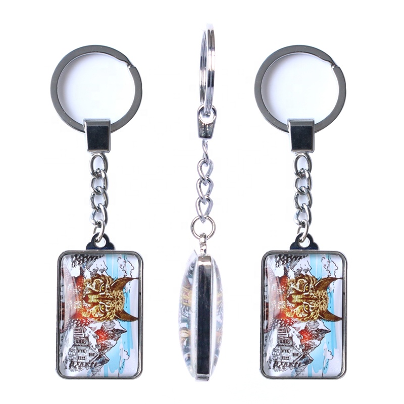 2021 New Product Custom Photo Crystal Glass Car Pendant Animals Keychain