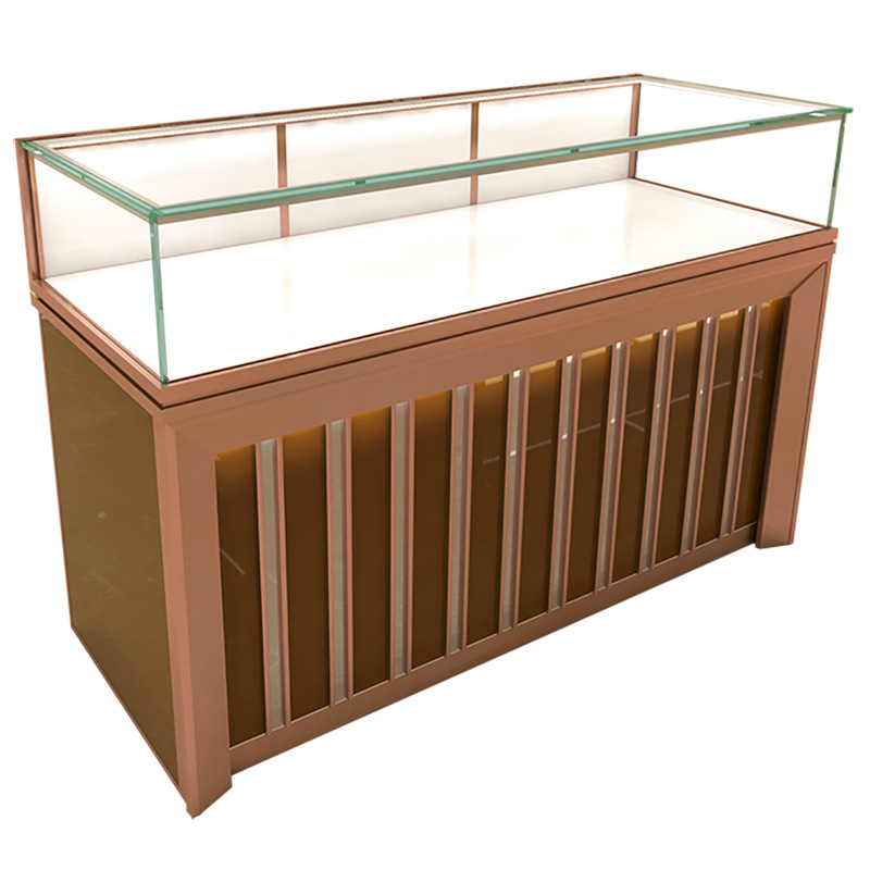 SUNDO Factory wholesale custom logo luxury metal glass display showcase With LED Lighting jewellery display cabinet