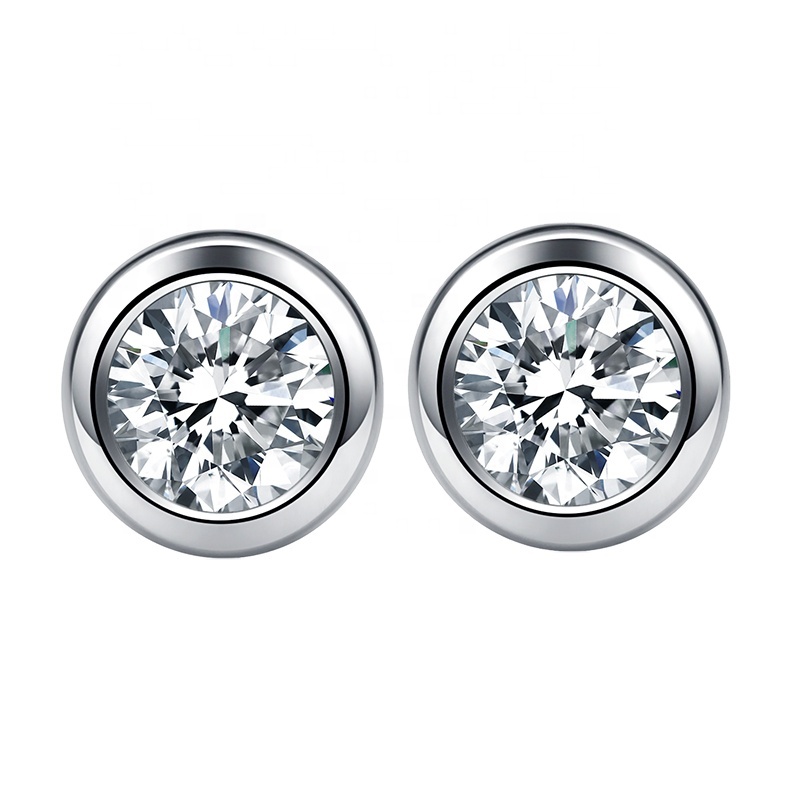 Earings for women 2020 Pure Silver Moissanite Diamond 1ct Earstuds 925 Sterling Silver Studs Set