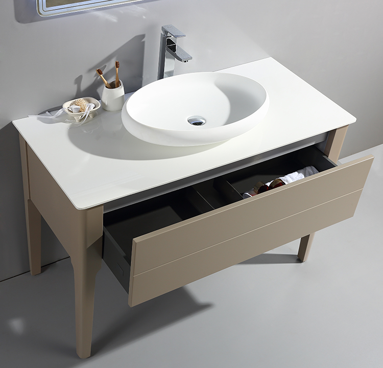 Floor mounted washbasin sink vanity mdf bathroom vanity with led mirror