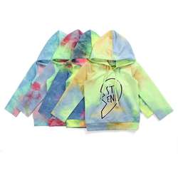 Factory new product baby crop hoodie piece set tie dye sports hoodie