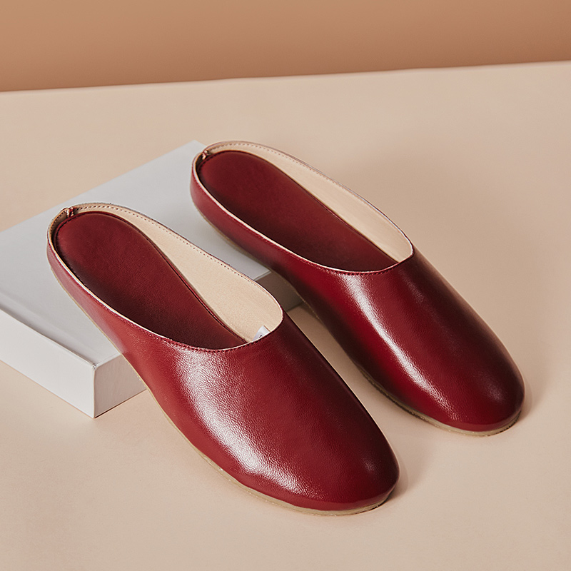 Женские туфли без задника; Кожаные тапочки из овечьей кожи; Обувь для отдыха; Обувь для офиса; Бесшумная обувь на плоской подошве
