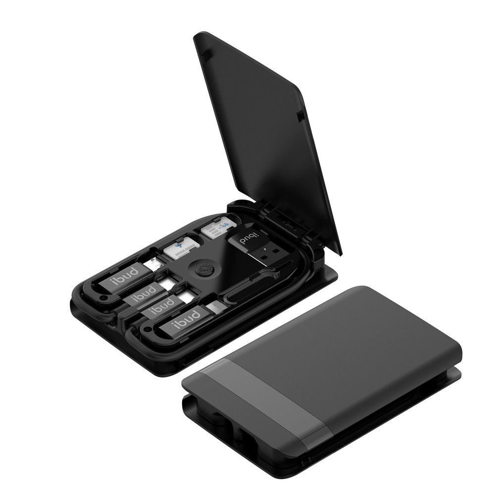 Budi многофункциональное Беспроводное зарядное устройство для телефона со светодиодной подсветкой для зарядки 6 в 1 usb кабели micro usb адаптер type-c кабель