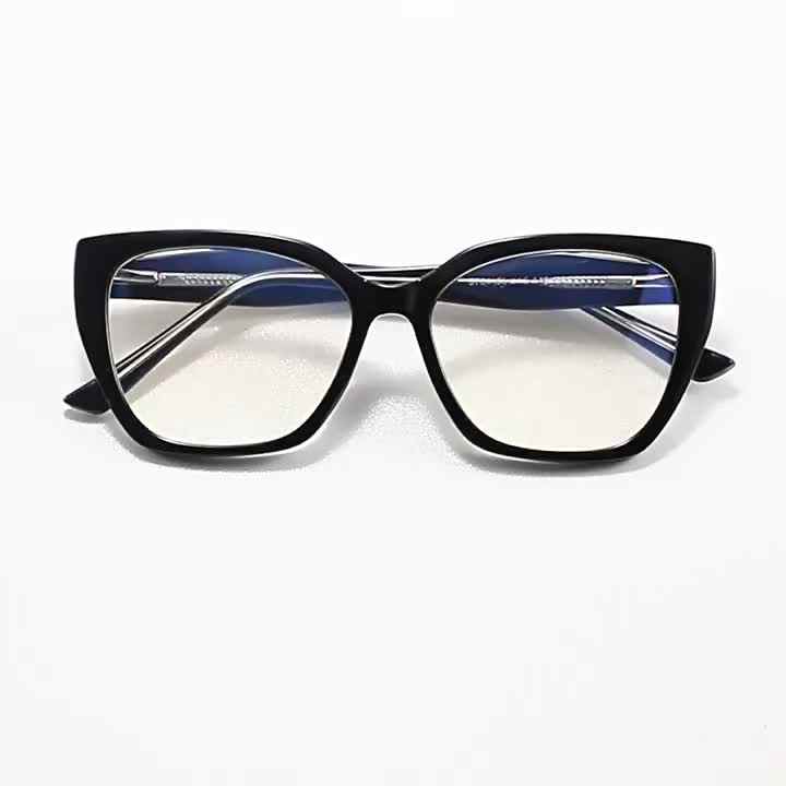 5704 Retro doble Color polígono ojo de gato mujeres Anti luz azul