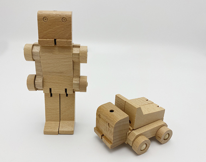批发diy画木山毛榉变木制汽车玩具机器人