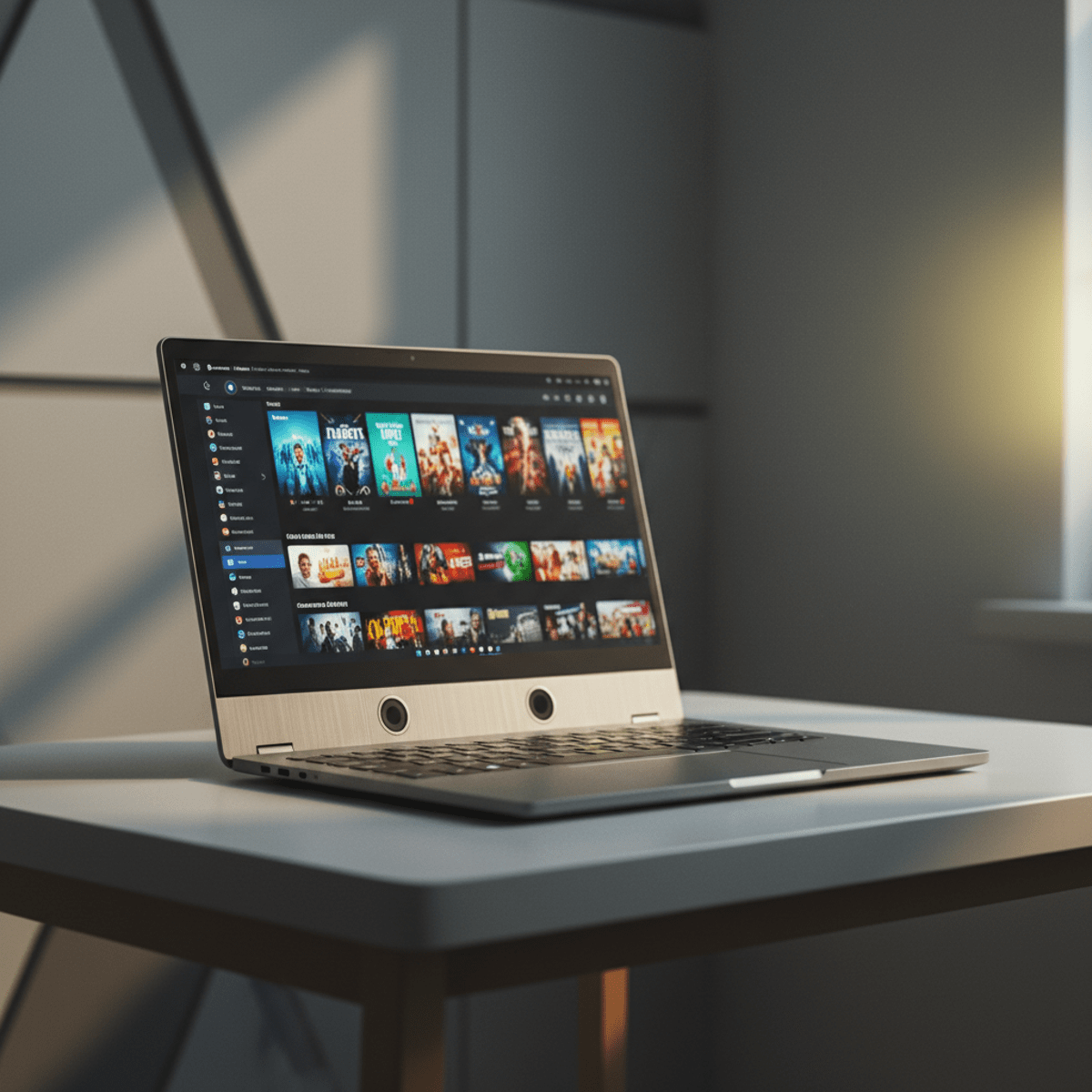 Slim, affordable laptop with vivid display on a minimalist desk.