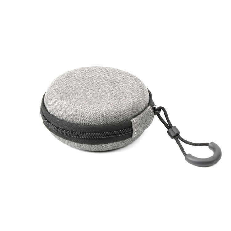 Earphone iem eva cloth carrying round plastic case with zipper