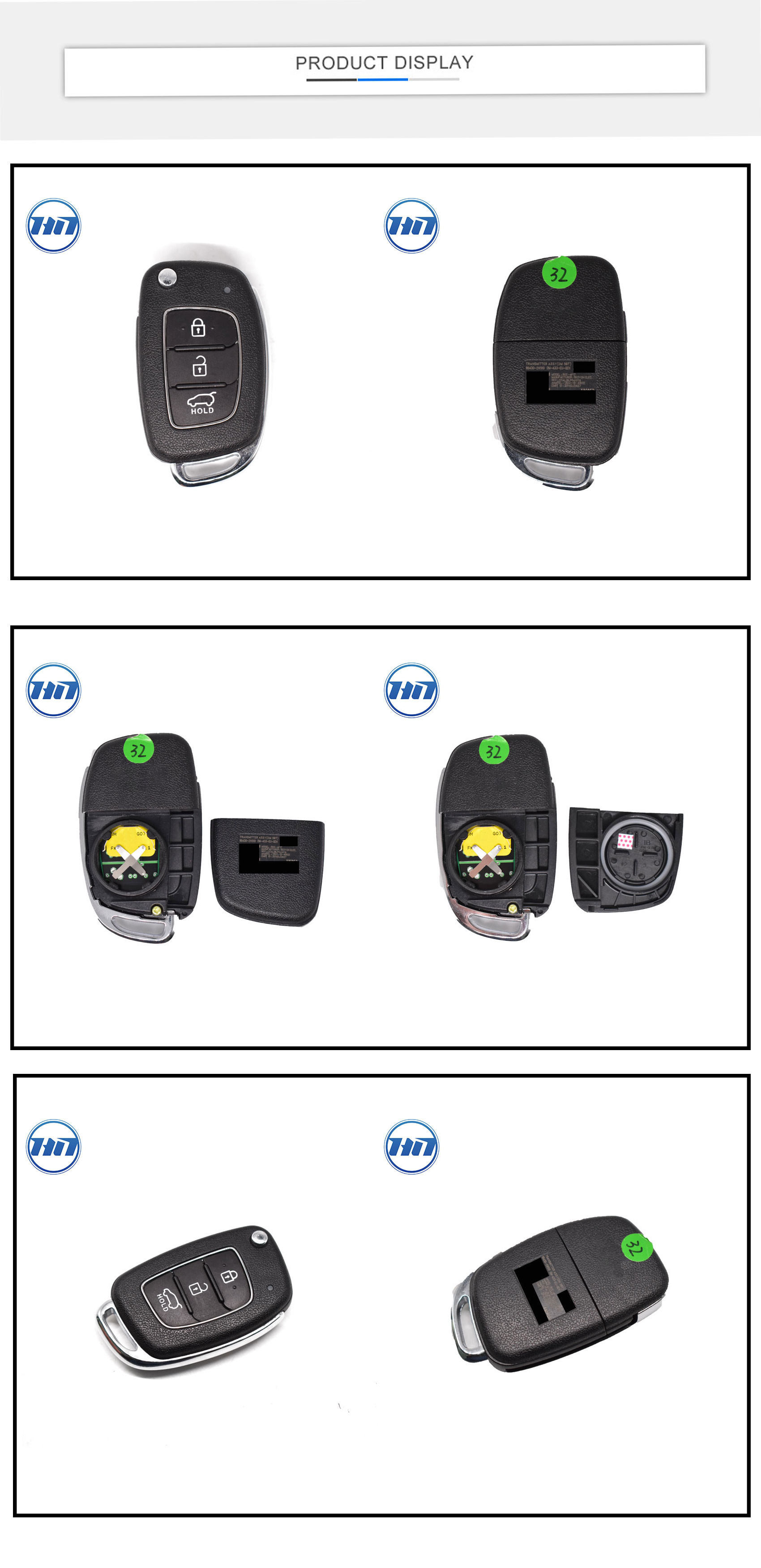 3 Button Original  Flip Remote Key FCC ID RKE-4F17 FSK 433MHz Car Key Blanks Fit For Santa Fe 2016 Part NO. 95430-2W510