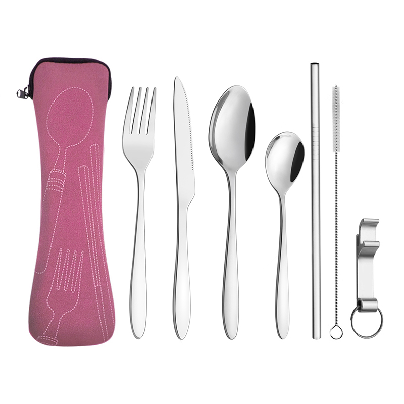 Нержавеющая сталь Палочки для еды Столовые приборы металлические соломы Чехол персонализированные столовый набор в дорогу для путешествий