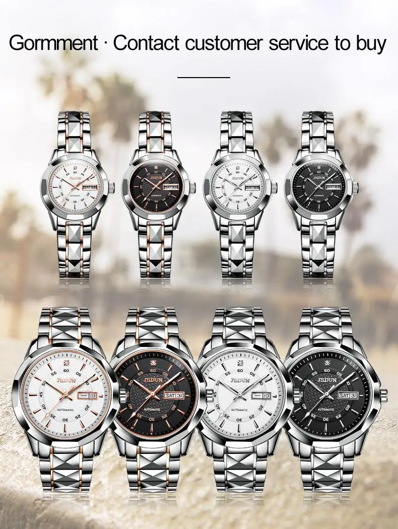 Men Watch Top Luxury Brand JSDUN Mechanical Automatic Chronograph Date Steel Strap Watch For Men Custom Logo Hand Clock