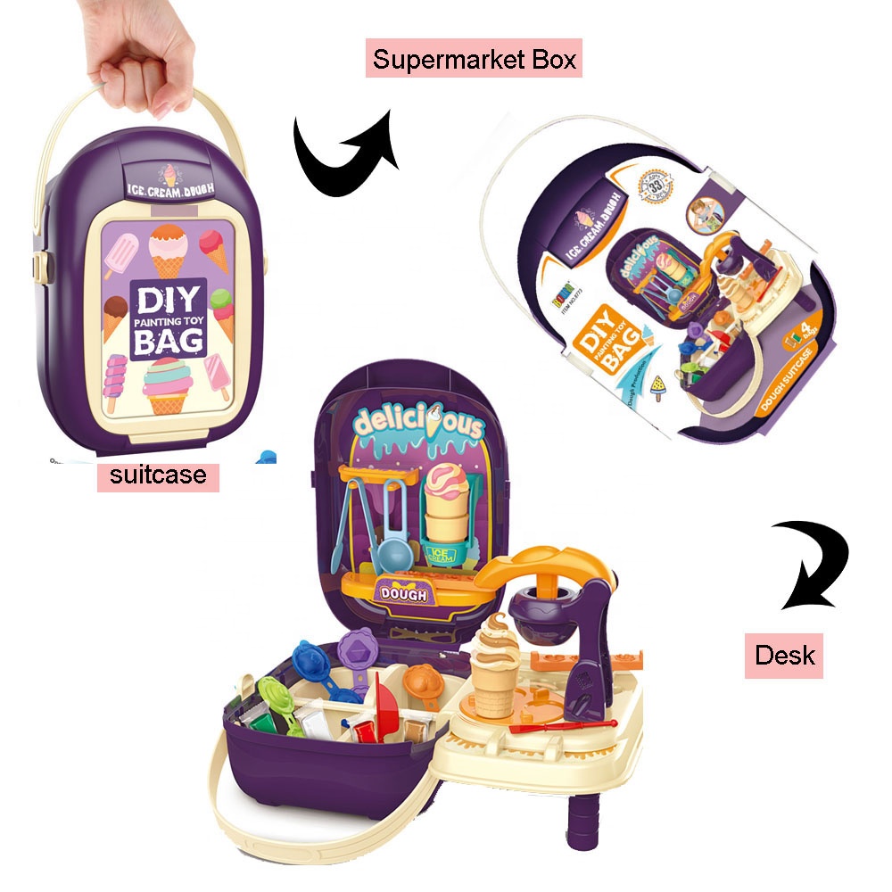 Funny Pretend Play Table Maker Dessert Ice Cream Kit Toy Polymer Play Color Clay Set