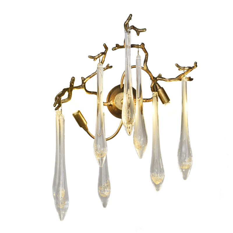 Best good quality modern indoor copper crystal drops wall lamp
