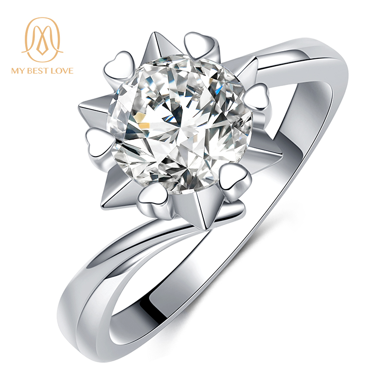 Luxury Sterling Silver 925 Ring Prong Setting  Moissantie Diamond Engagement Finger Ring Jewelry Set