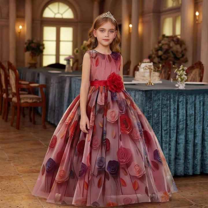 European Style Mesh Princess Kid Prom Dresses Fluffy Flower Girl Wedding  Dress Elegant Style Children Party Dress for 10Y
