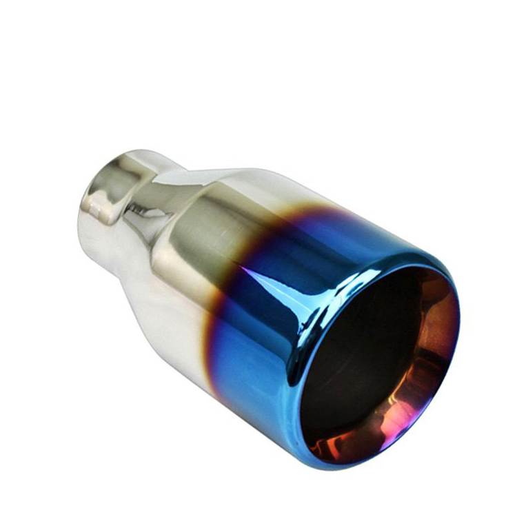 2.5/" Inlet 10/" Long Oval Outlet 304 Stainless Steel Exhaust Tip Angle Cut Rolled