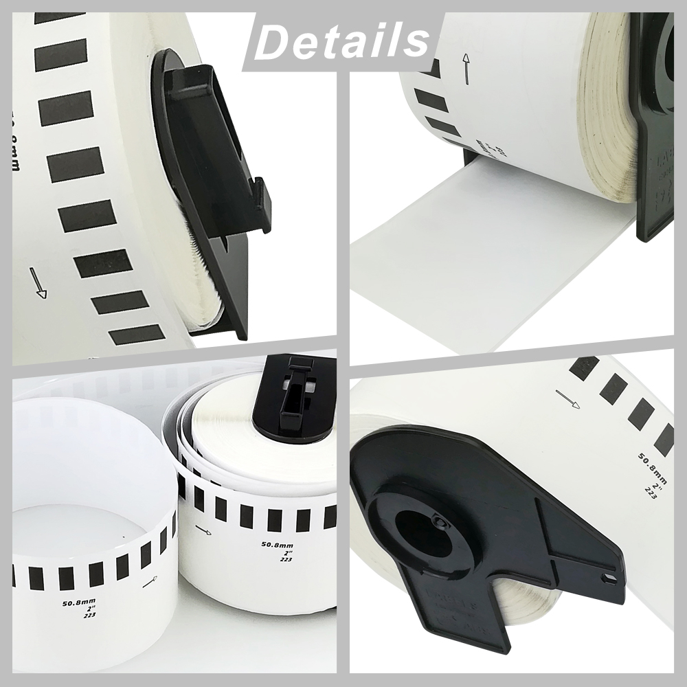 50 mm*30.48m Co<i></i>ntinuous White Paper Tape compatible brother labels DK22223  dk2223